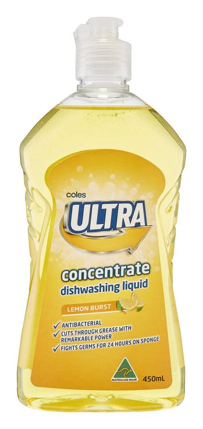 Coles Ultra Concentrate Dishwashing Liquid, Lemon (450mL)