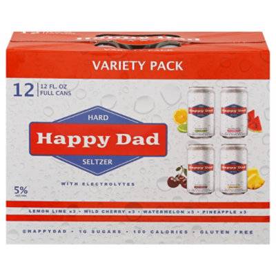 Happy Dad Hard Seltzer With Electrolytes (12 pack, 12 fl oz) (lemon lime-wild cherry-watermelon-pineapple)
