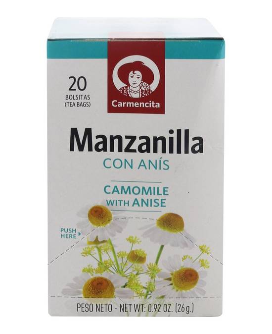 Carmencita Manzanilla con Anis - Camomile with Anise 10 Tea Bags .46 oz