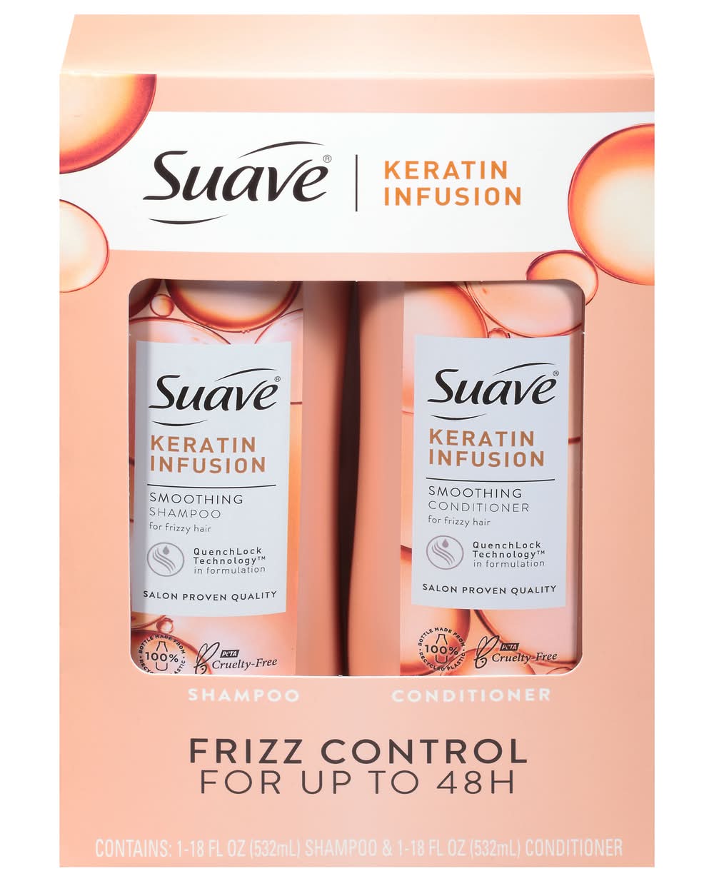 Suave Keratin Infusion Frizz Control Shampoo & Conditioner (36 fl oz, 2 ct)