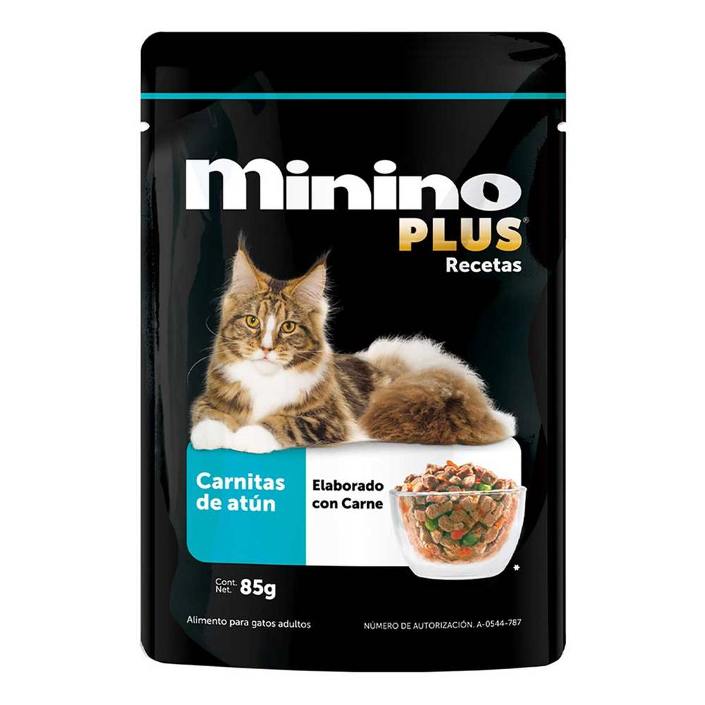 Minino · Plus alimento húmedo para gatos, atún, Adulto (85 g)