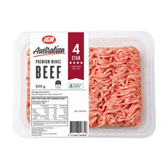 Iga Australian Premium 4 Star Beef Mince 500g