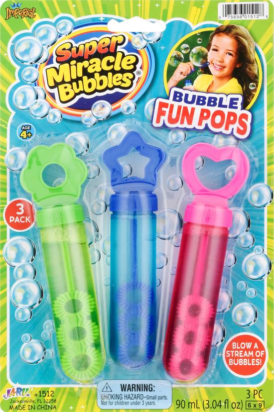 Imperial Super Miracle Bubble Fun Pops Age 4+ (3 ct)