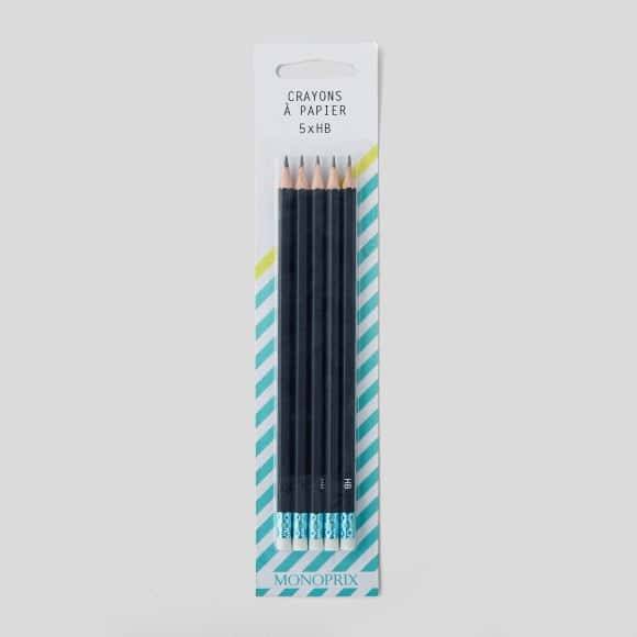 Monoprix 5Crayons Hb Gomme Plast Mpx 15