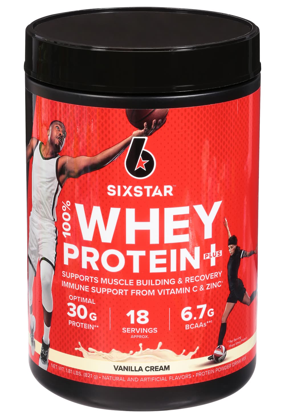 SixStar 100% Whey Protein Plus Powder, Vanilla Cream (1.81 lbs)
