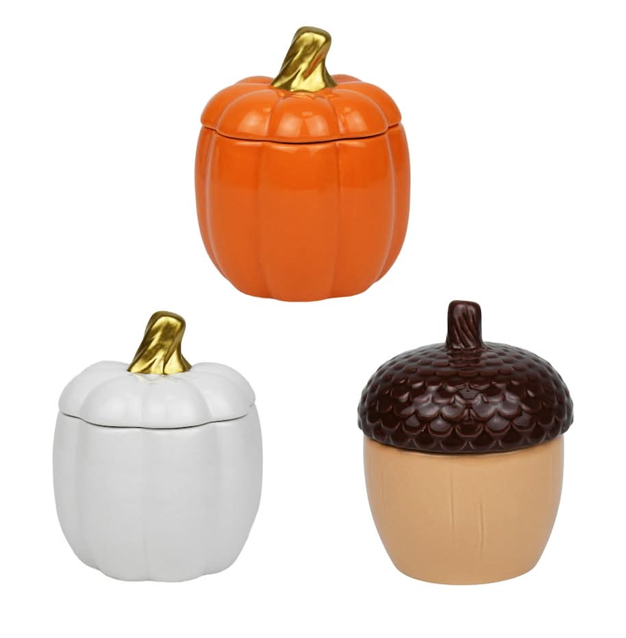 Glazed Pumpkin Trinkets With Lids, 4x4x3.875 in (3 ct)