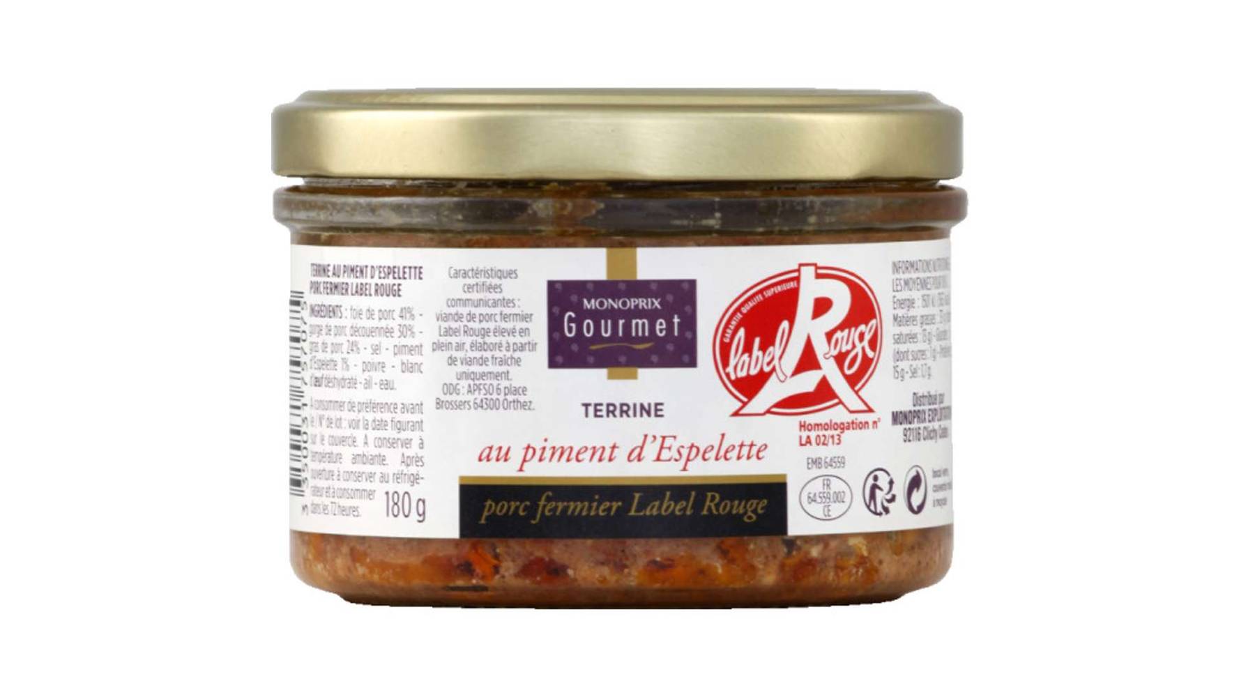 Monoprix - Terrine au piment d'espelette (180g)
