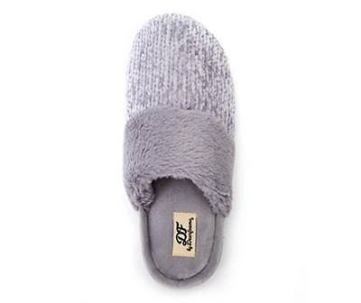 Dearfoams Chenille & Faux Fur Cuff Slipper (female/large/gray)