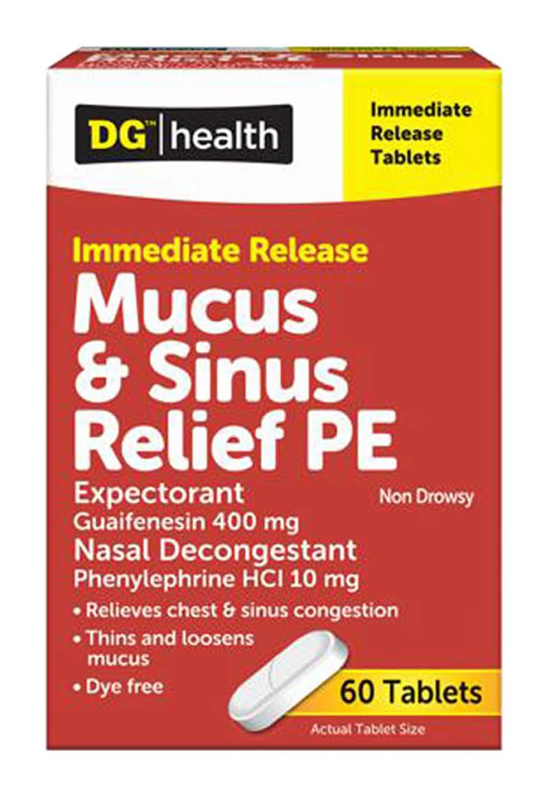 Dg Health Mucus & Sinus Pe Relief - Tablets - 60 Ct
