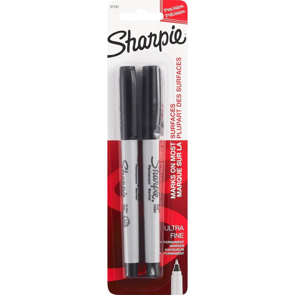 Sharpie Ultra Fine Permanent Marker, Black, 2 Ct