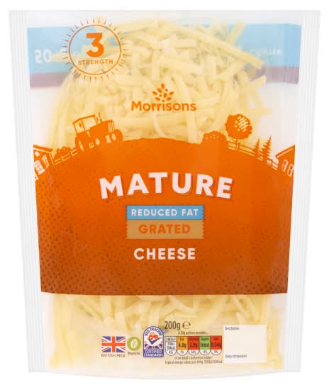 Morrisons 50% Reduced Fat Mature Grated Cheddar Cheese (200g)