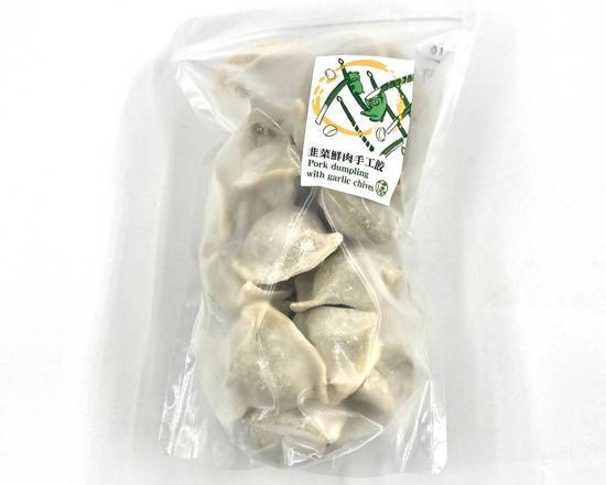 手工冷凍韭菜菜豬肉水餃650g+-5%「25顆」/袋(源 生煎包19攤/B007-16/TV124)