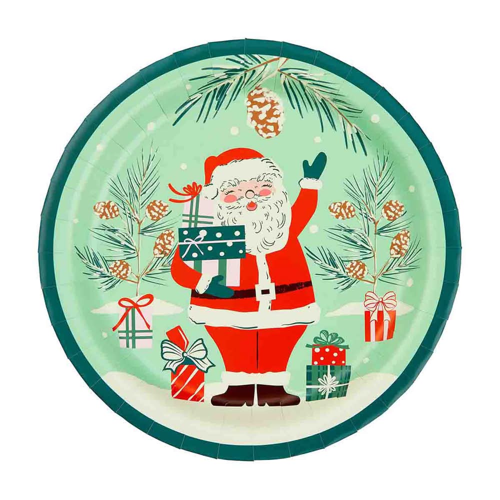 Unique Industries Christmas Snow Globe Round Plates, 9 in (8 ct)