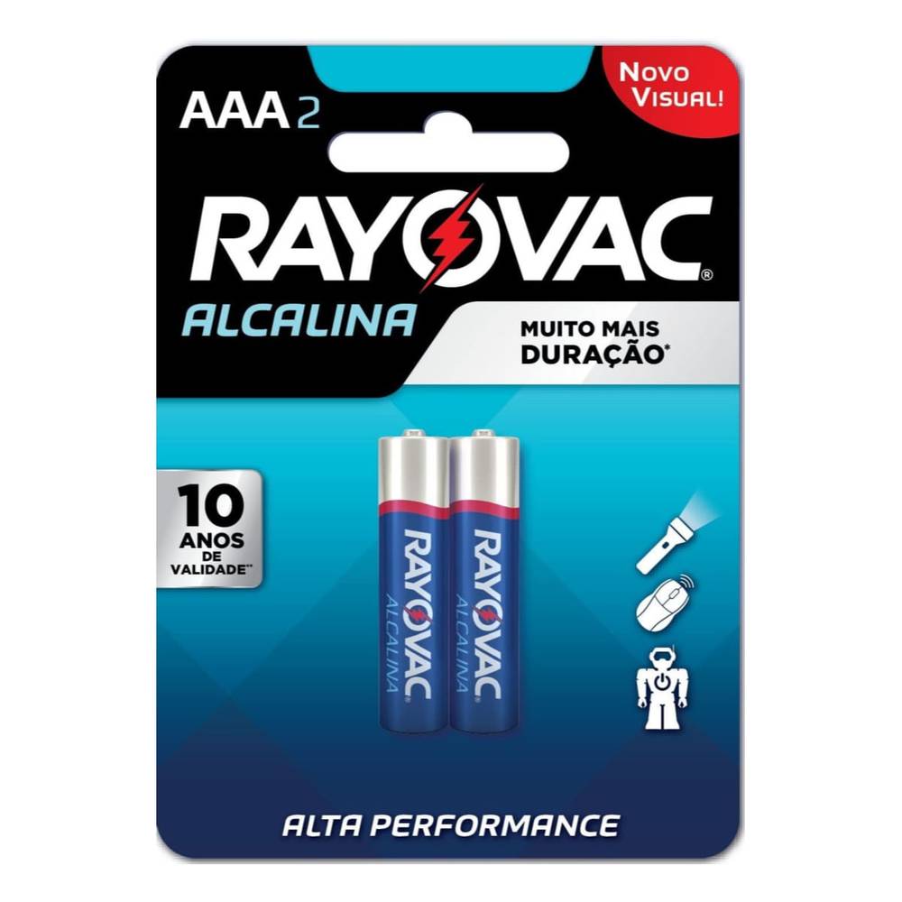 Rayovac pilha alcalina palito aaa (2 unidades)