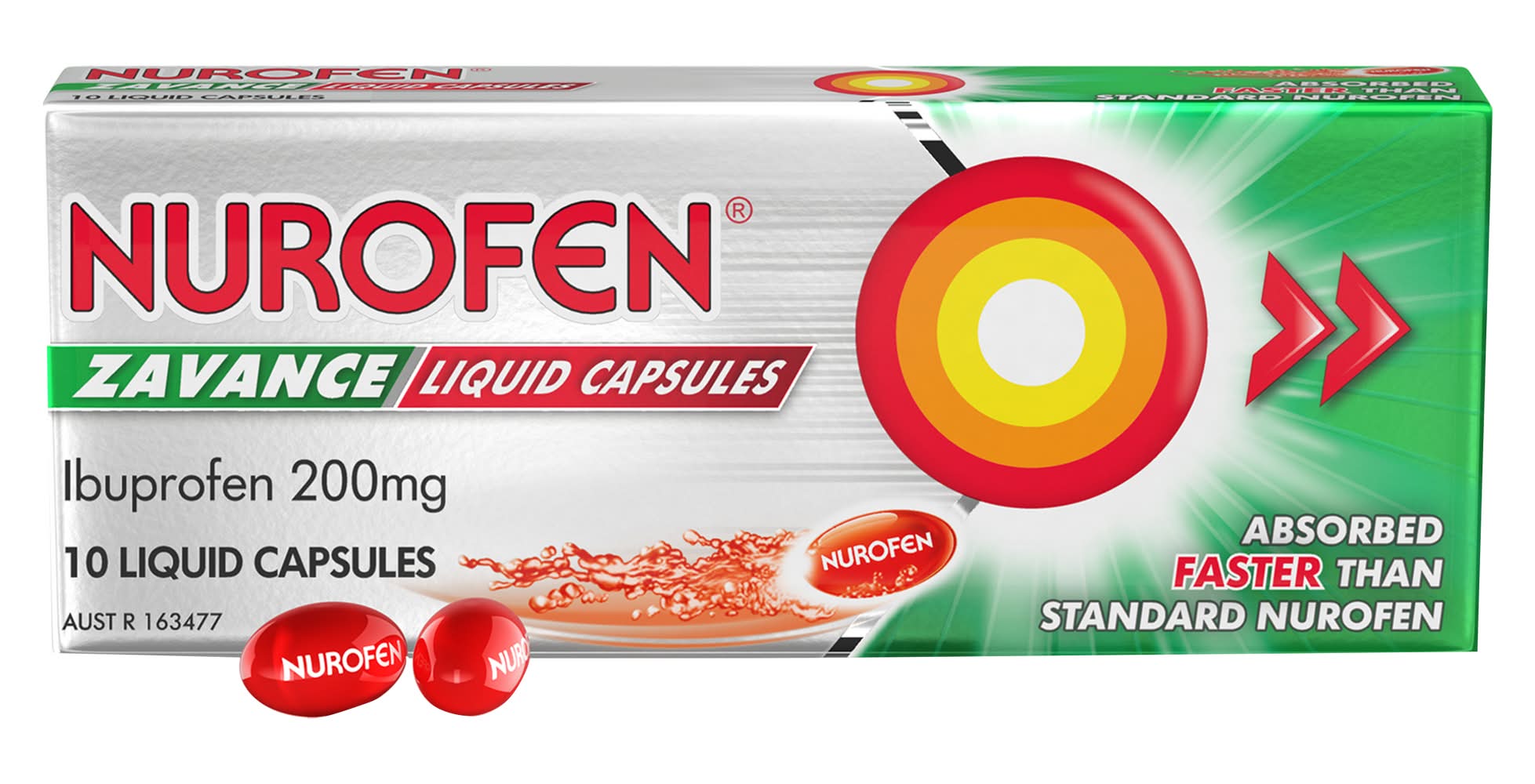 Nurofen Zavance Fast Pain Relief Liquid Ibuprofen Capsules 200 mg (10 pack)