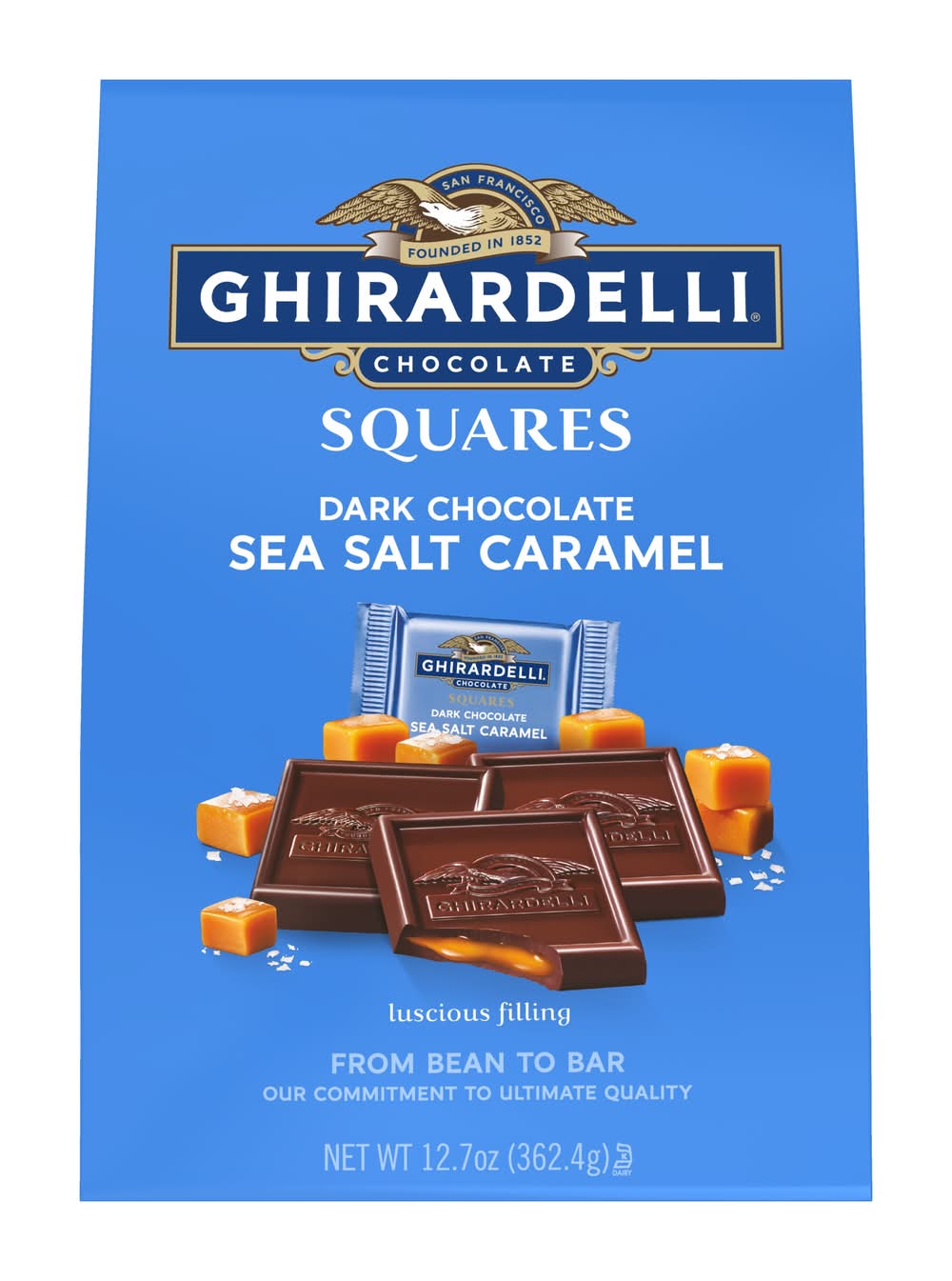 Ghirardelli Chocolate Company Squares Dark Chocolate Bag, Sea Salt Caramel (12.7 oz)