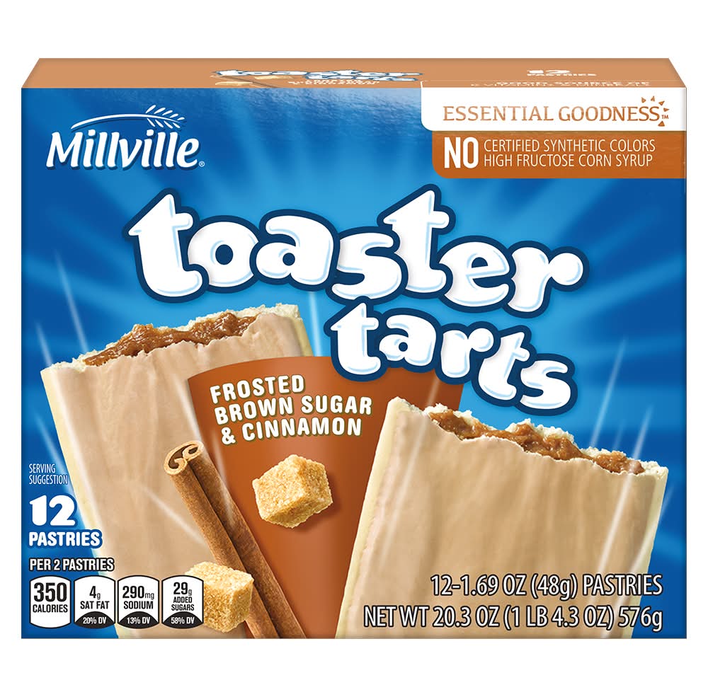 Millville Toaster Tarts Pastries, Cinnamon-Brown Sugar (12 x 1.69 oz)