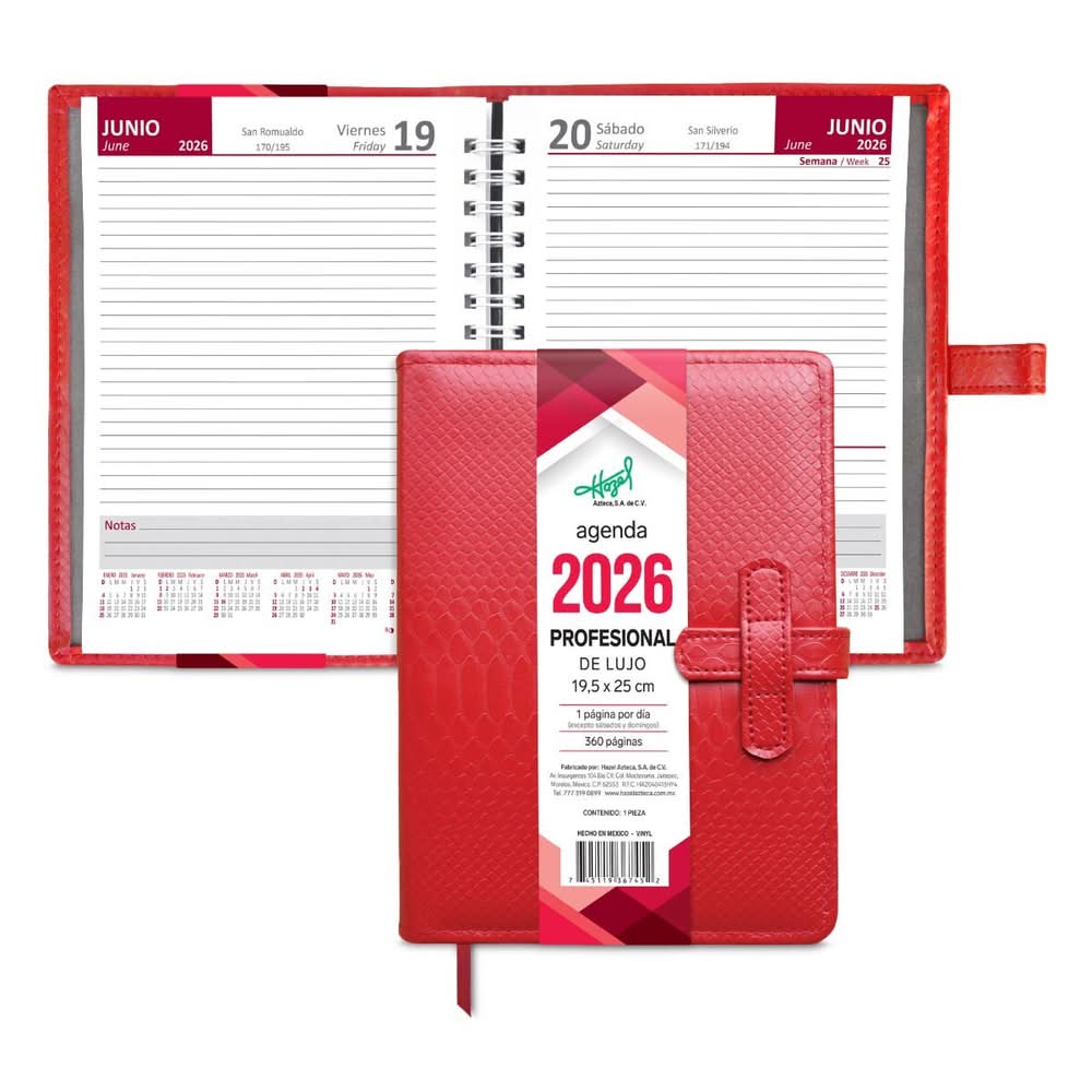 Hazel · Agenda 2021 profesional roja (200 g)