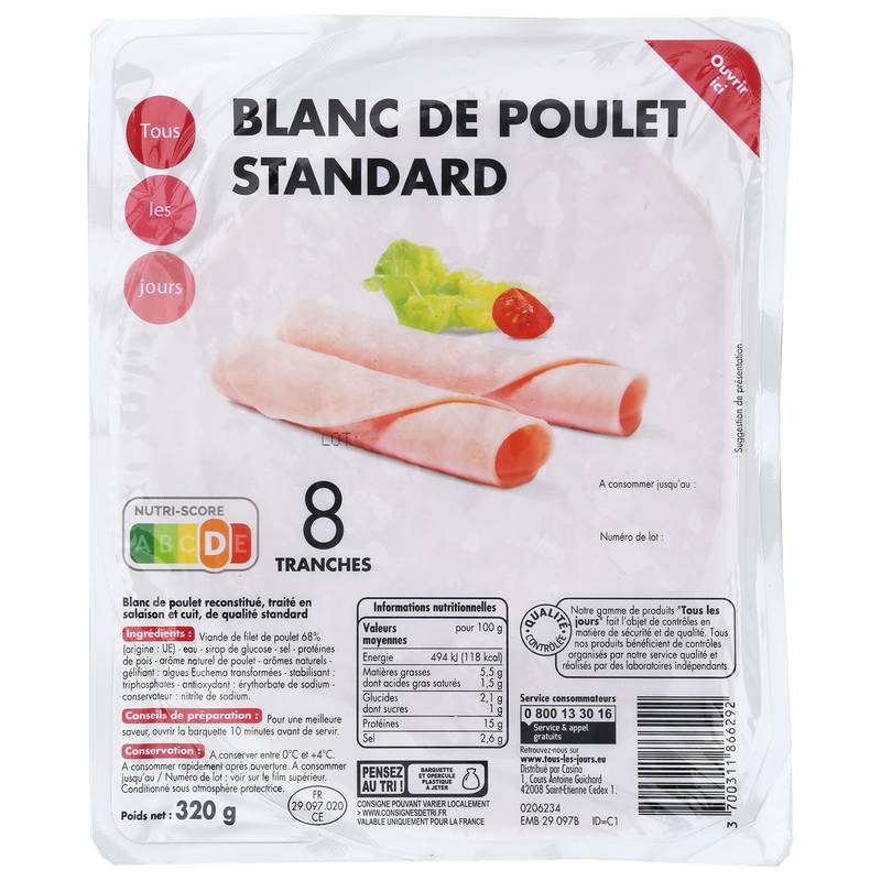 Tous Les Jours - Blanc de poulet standard (8 unités)