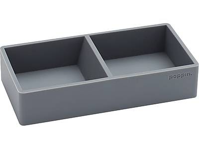 Poppin Softie This + That 2-Compartment Silicone Tray, Dark Gray (103077)