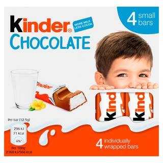 Kinder Small Chocolate Bars Multipack 4 X 12.5G (50G)