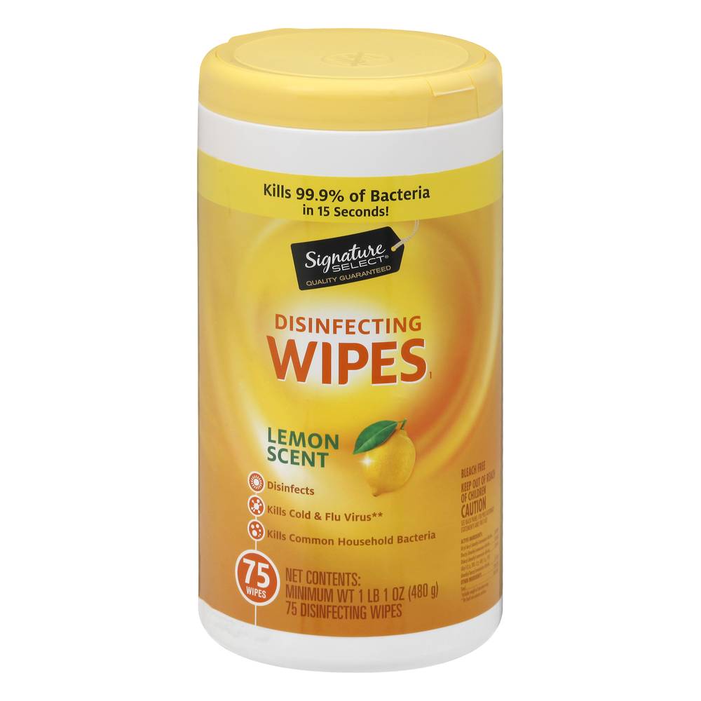 Signature Select Lemon Scent Disinfecting Wipes