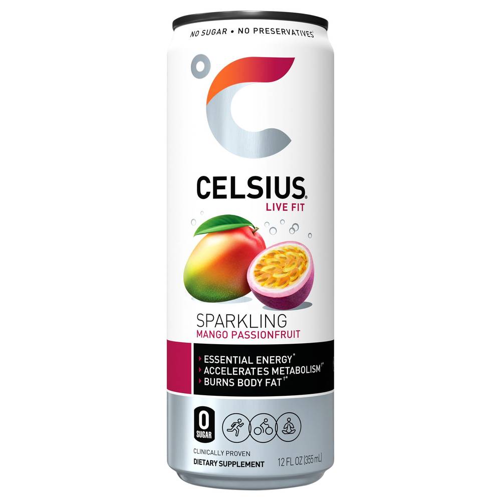 Celsius Sparkling Fitness Drink, Mango Passionfruit (12 fl oz)