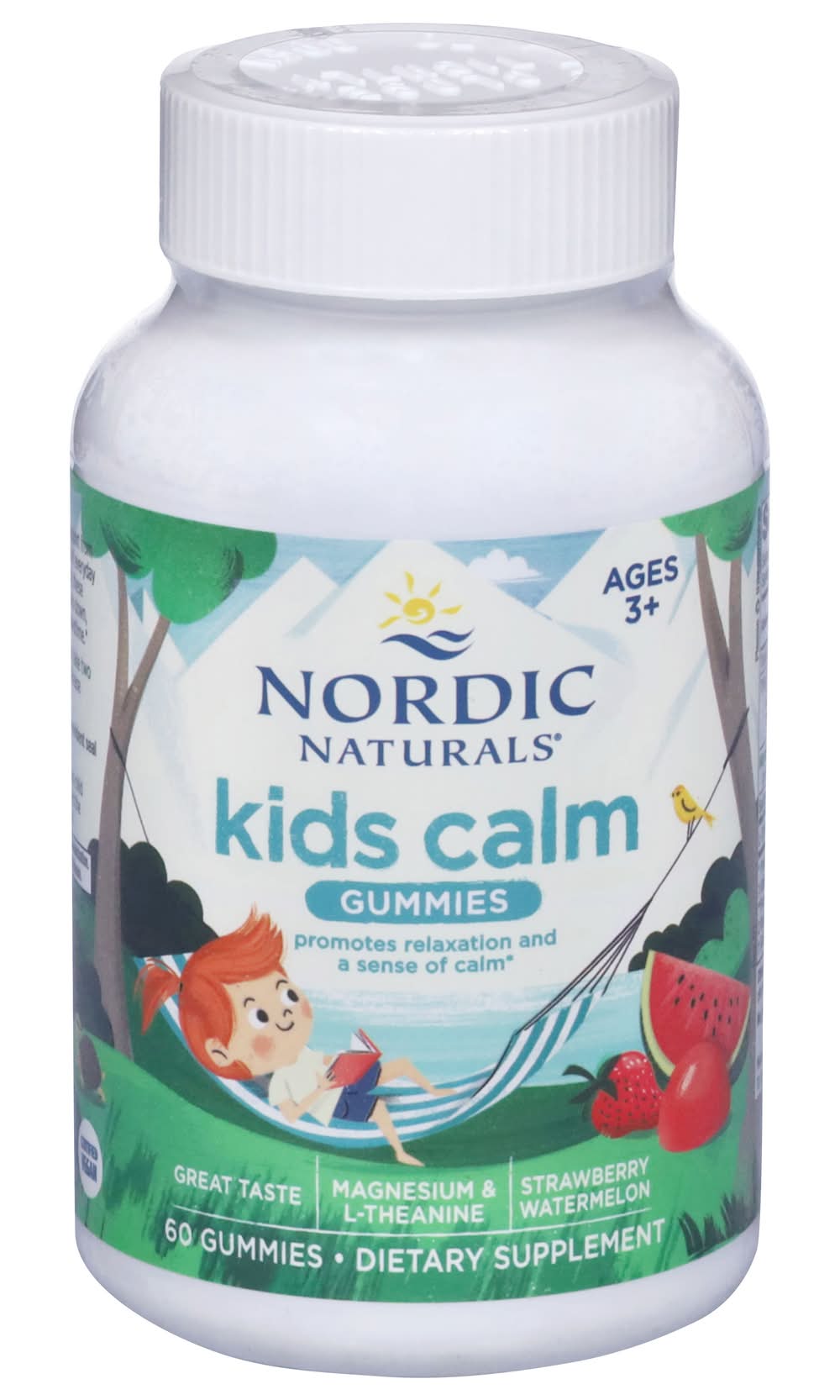 Nordic Naturals Kids Calm Gummies For Ages 3+ Years, Strawberry-Watermelon (60 ct)