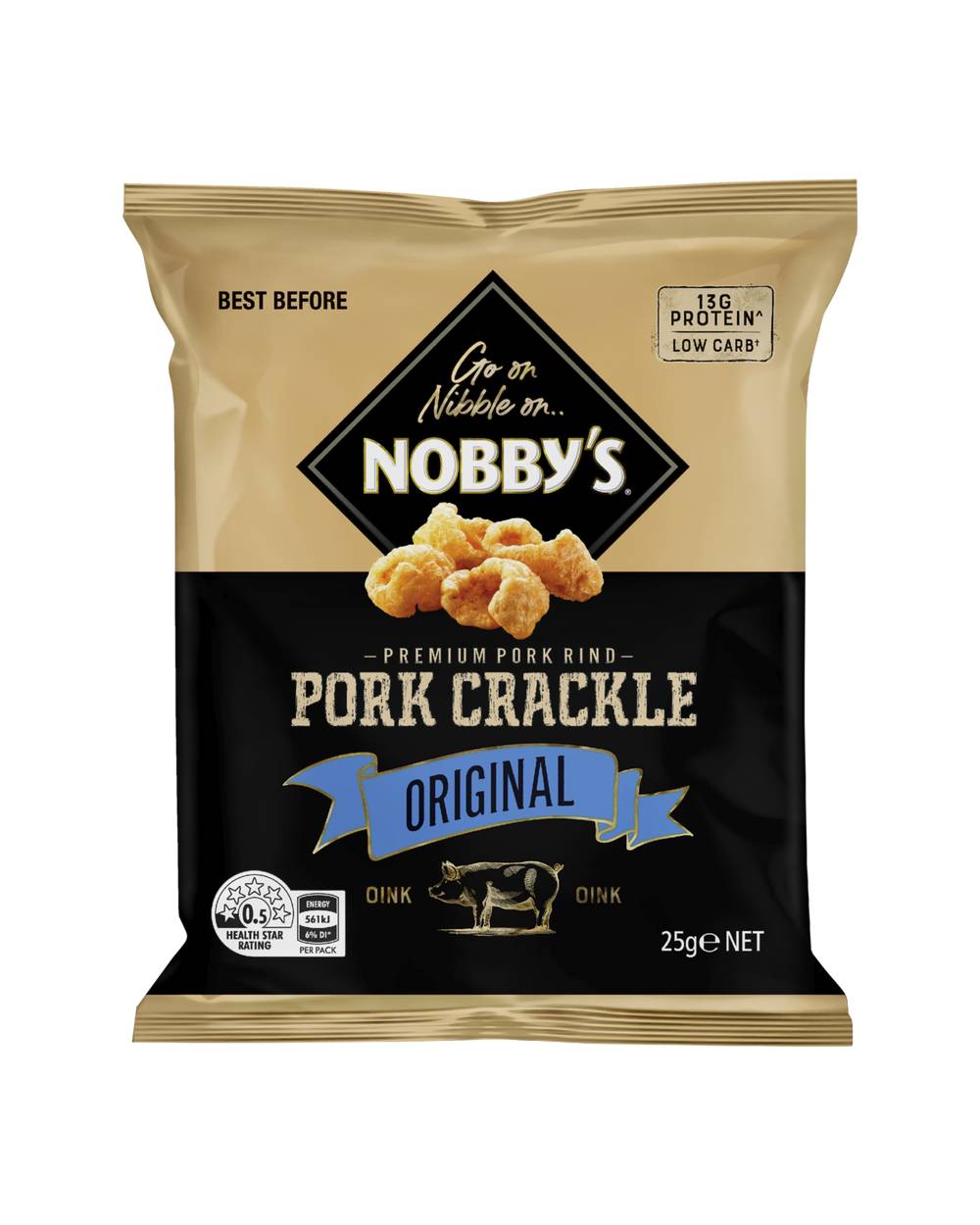 Nobbys Pork Crackle Original 25g