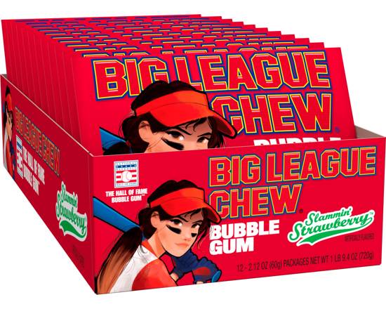Big League Chew Slamin Strawberry Bubble Gum 2.12oz Bag