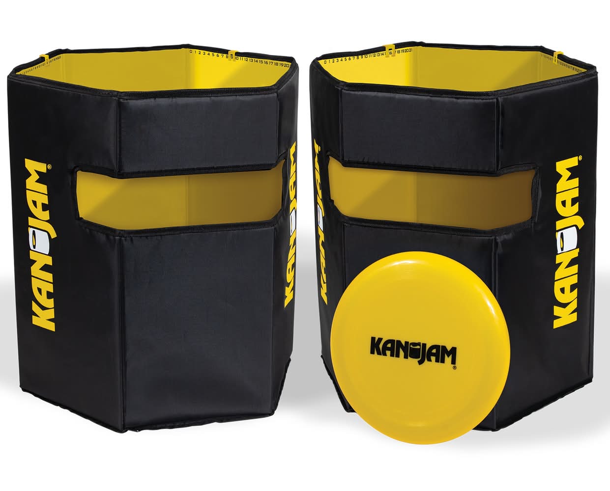 Kan Jam Travel Foldable Outdoor Disc Toss Game Set, Black-Yellow (4 ct)