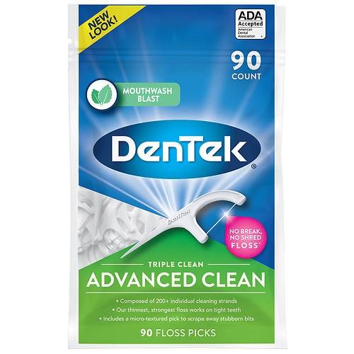 DenTek Triple Clean Advanced Clean Floss Picks Mouthwash Blast - 90.0 ea