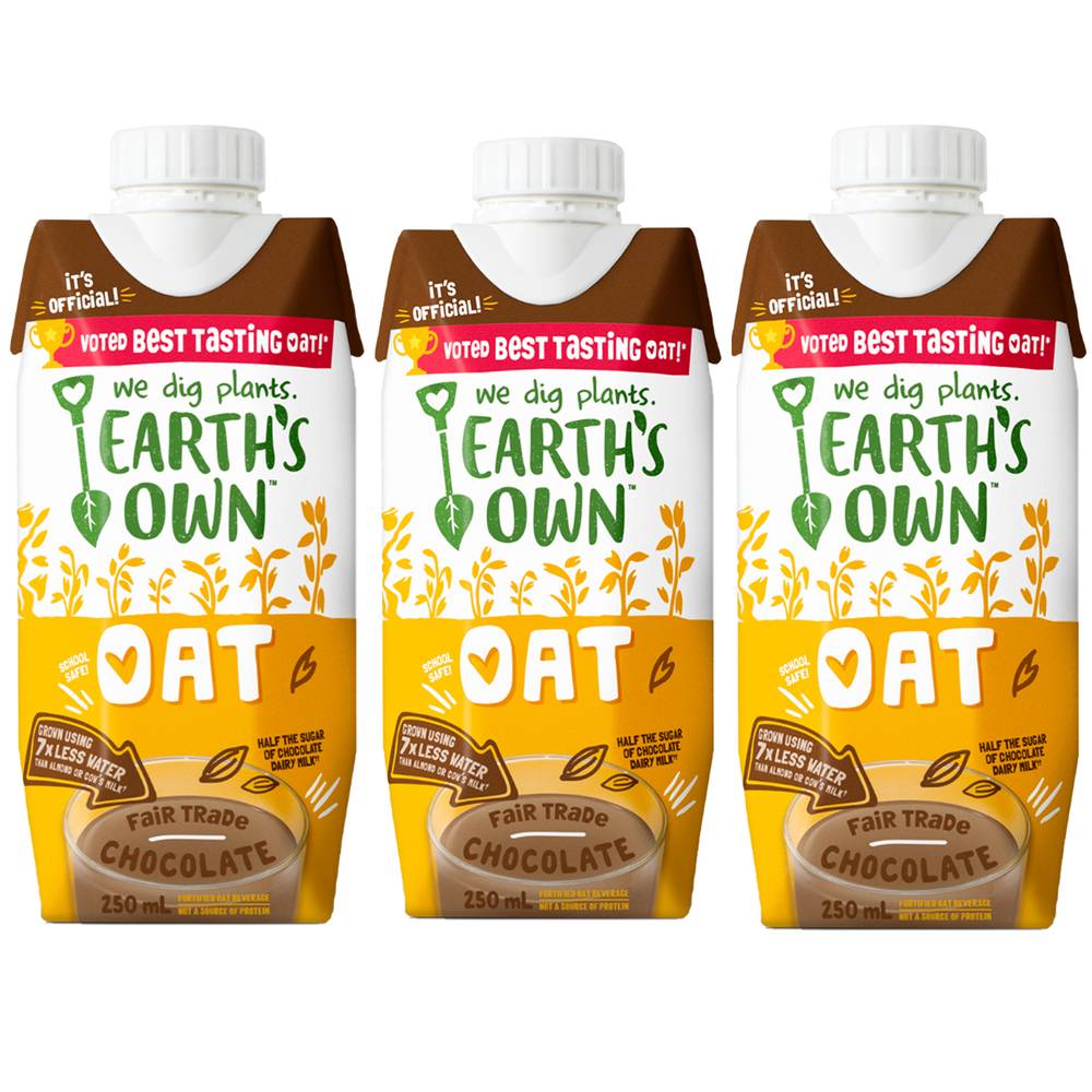 Earth's Own Oat Milk, Chocolate (3 x 250 ml)