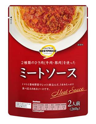 トップバリュ　ベストプライス　ミートソース（東）　２人前　２６０ｇ