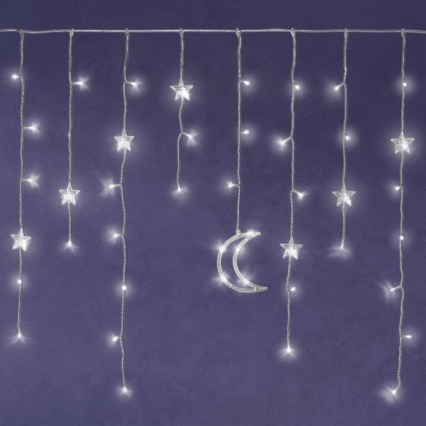 Ramadan Star Crescent LED Light Curtain, 47.2in