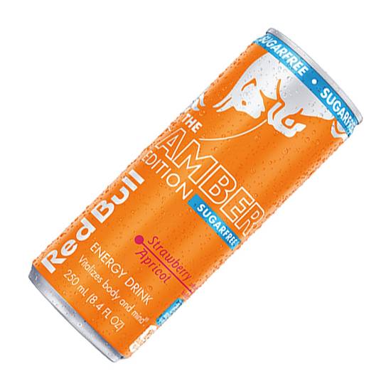 Red Bull Sugar Free Energy Drink Amber Edition Apricot Strawberry 8.4oz