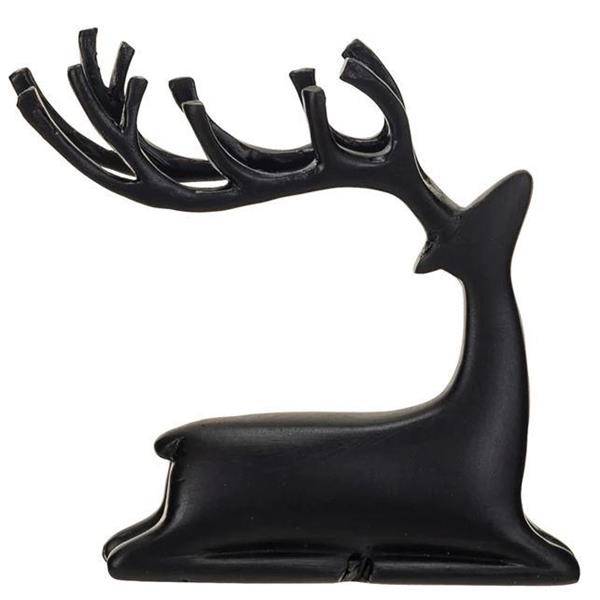 3" Black Resin Sitting Reindeer