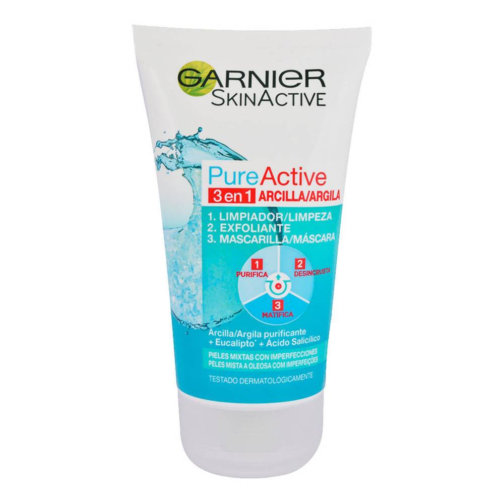 Garnier gel limpiador facial 3 en 1 pure active (tubo 150 ml)