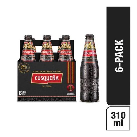 CERVEZA CUSQUEÑA NEGRA SIX PACK BOTELLAS (310 ML) – Happy Drink