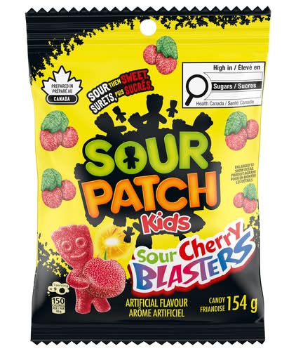 Sour patch kids blasters bonbons gélifiés surets puis sucré - blasters sour then sweet gummy candies (cerise)