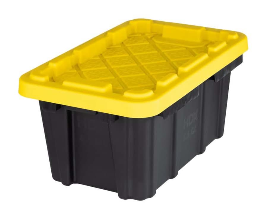 Hdx 6.5-Qt Tough Storage Tote In Black With Yellow Lid