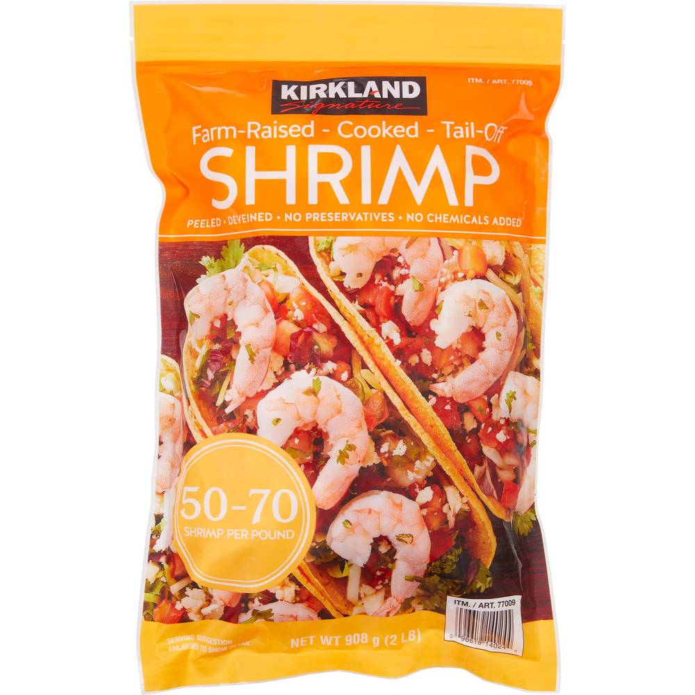 Kirkland Signature Farm-Raised Cooked Shrimp, Peeled, Deveined, 50-70-count, 2 lbs