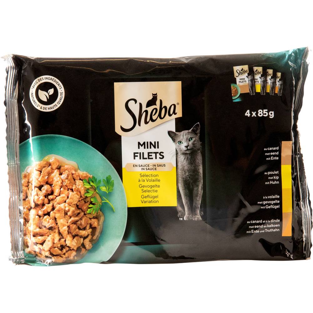 Sheba Mini Filets Sachets Fraîcheur Sauce Sélection Volaille 4x85g