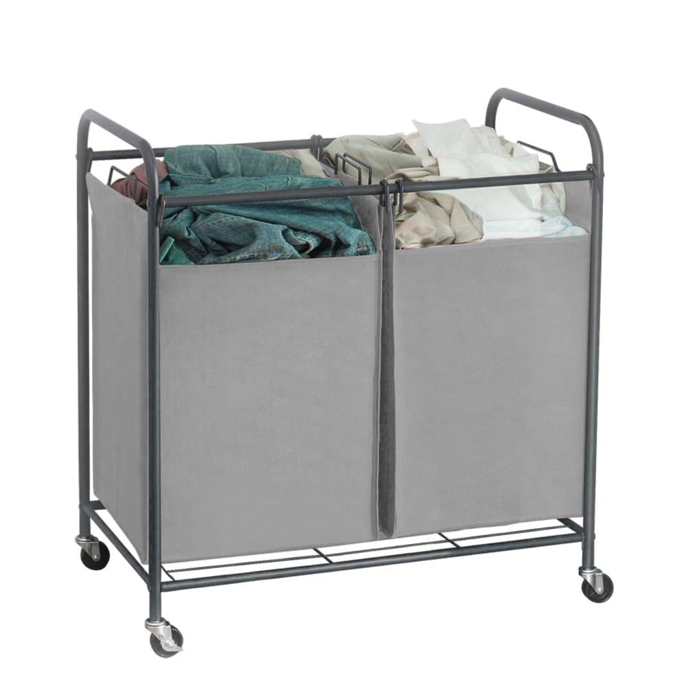 Style Selections Gray Metal 2-Compartment Sorter Laundry Cart | SL-104