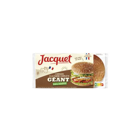 JACQUET - Pain à hamburger  - Géant - A la farine complète - 350g