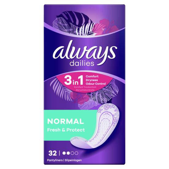 Always Dailies Fresh & Protect Panty Liners Normal X32