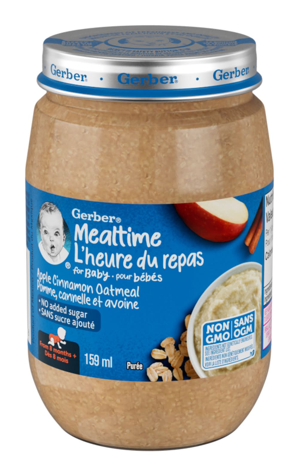 Gerber Mealtime Apple Cinnamon Oatmeal Purée For Babies and Toddlers (159 ml)