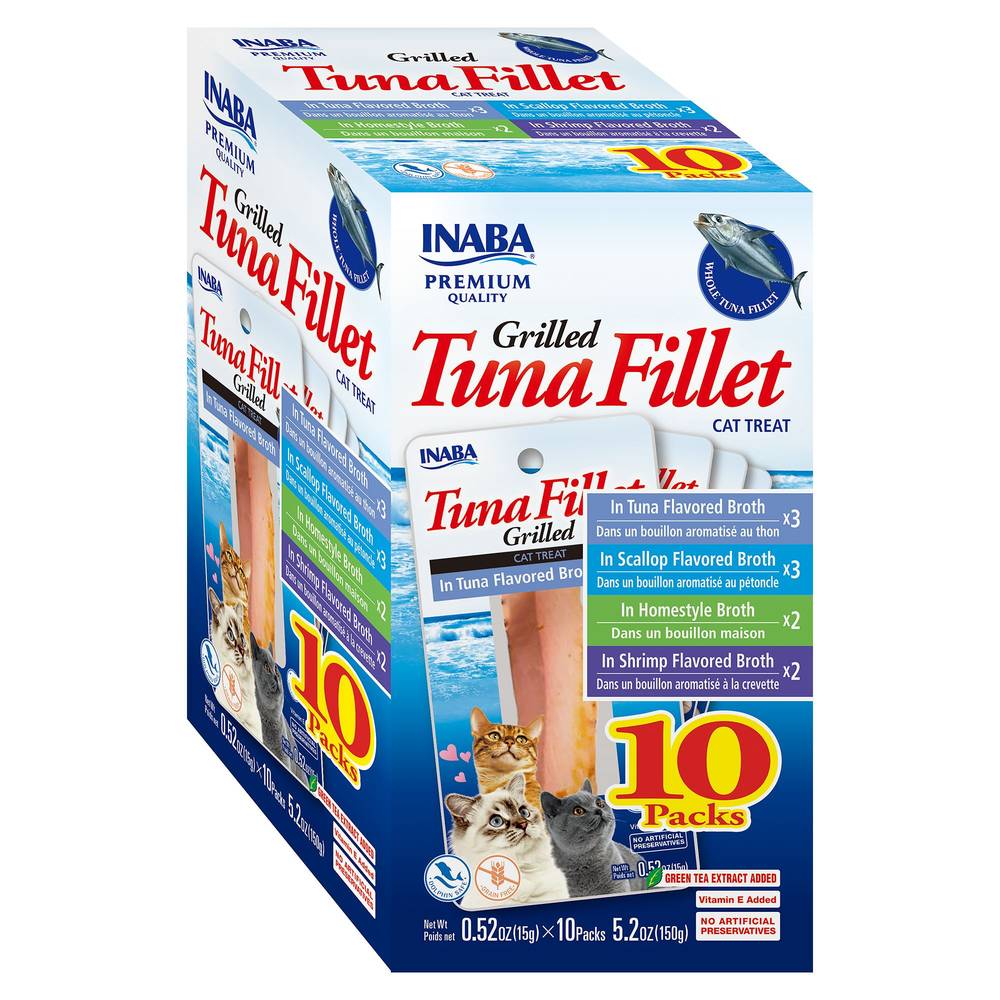 Inaba Ciao Grain-Free Grilled Tuna Fillet in Tuna Flavored Broth Cat Treat (Size: 10 Count)