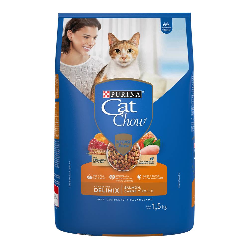 Cat chow croquetas delimix para gato (adultos/salmón - carne - pollo)