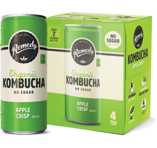 Remedy Organic Kombucha, Apple Crisp (4 x 250mL)